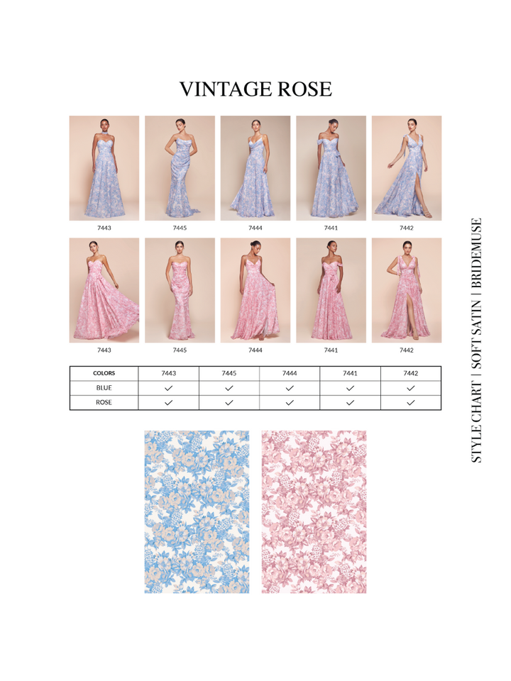 Strapless Floral Printed Soft Satin Dress-3