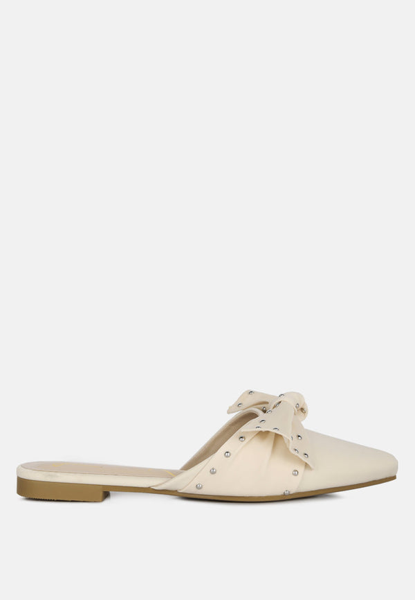 Makeover Studded Bow Flat Mules-5