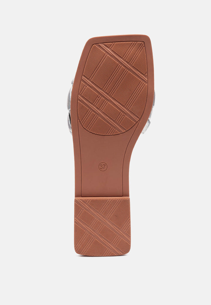 Marcue Patent Pu Quilted Slides In Woven Straps-4