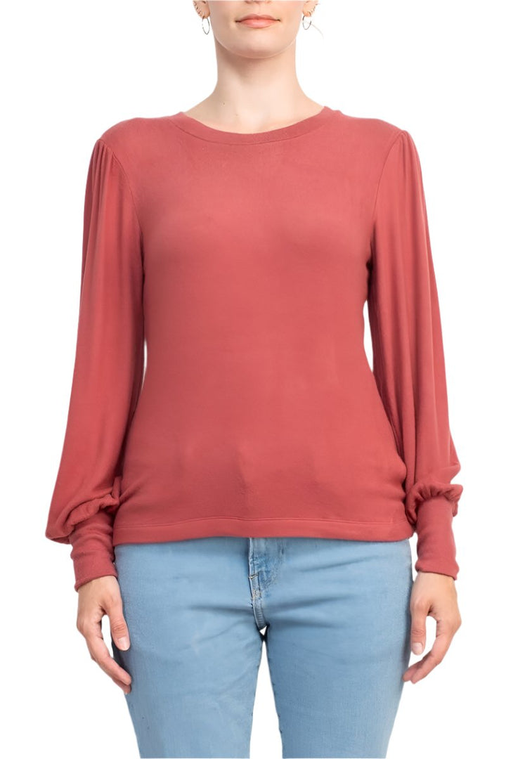 Catherine Malandrino Crew Neck Long Sleeve Elastic Cuff’s Solid Knit Top-0