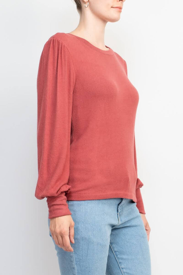 Catherine Malandrino Crew Neck Long Sleeve Elastic Cuff’s Solid Knit Top-1