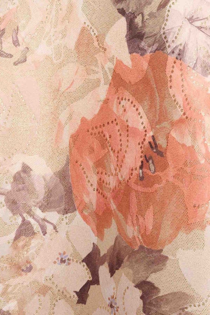 Aidan Mattox Off The Shoulder Zipper Back Printed Metallic Jacquard Gown-3