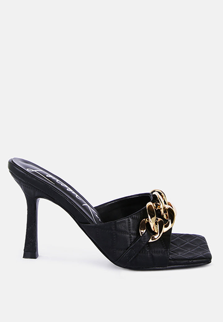 Mermaid Quilted Metallic Chain Embellished Sandals-5