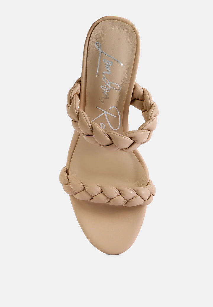 Mi Amor Braided Strap Triangular Block Heels Sandals-3