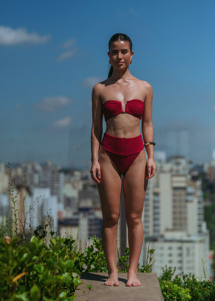 WineBerry Textured Mirella Strapless Bikini Top-4