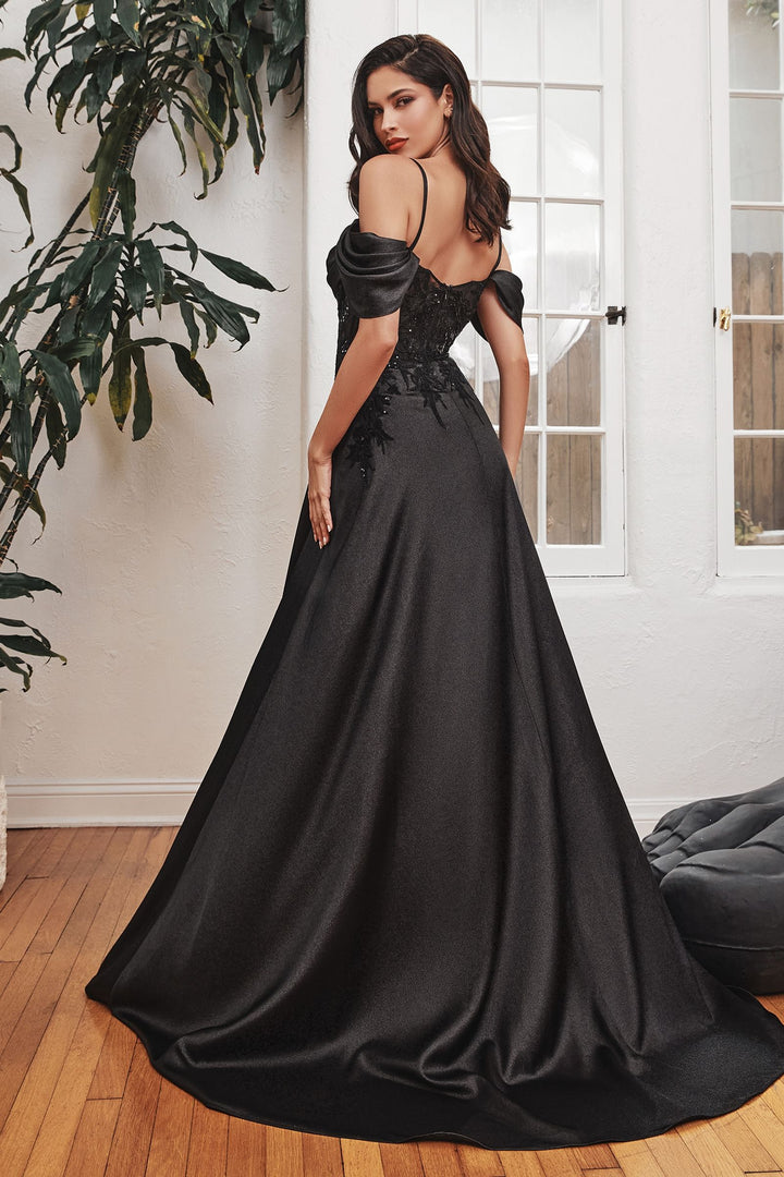 Satin Off The shoulder Sweetheart Neck Bodice A-Line Long Prom & Bridesmaid Dress CDOC012-2