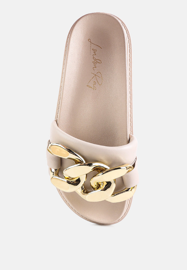 Onyx Metal Chain Slider Flats-3