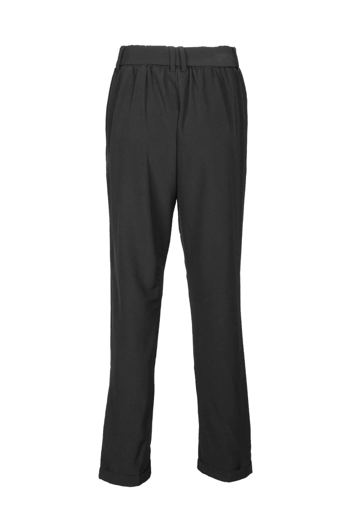 Premise Mid Waist Belt Hoop Tie Waist Pockets Solid Stretch Crepe Pants-1