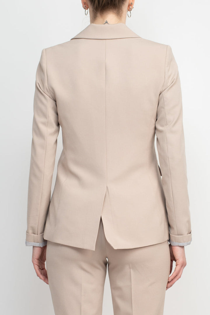 Philosophy Lapel Collar Rolled Long Sleeve Detail Single Button with Flap Pockets Woven Jacket-4