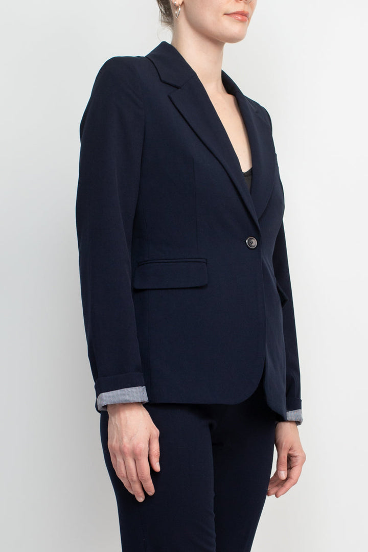 Philosophy Lapel Collar Rolled Long Sleeve Detail Single Button with Flap Pockets Woven Jacket-3