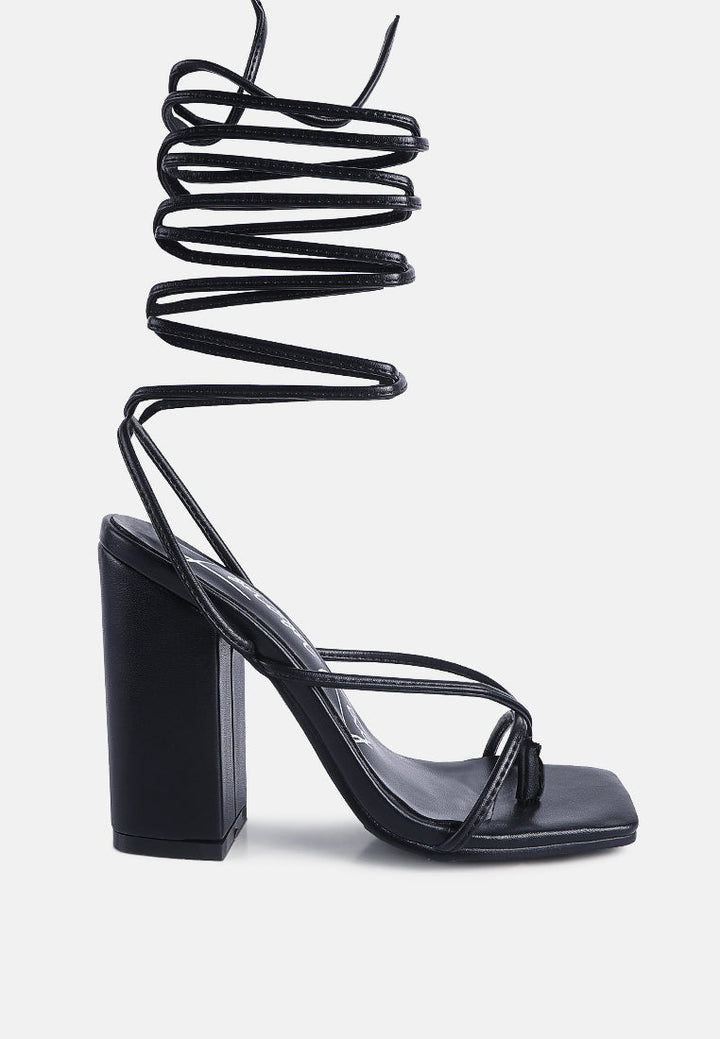 Pole Dance Lace Up Block Heel Sandals-6