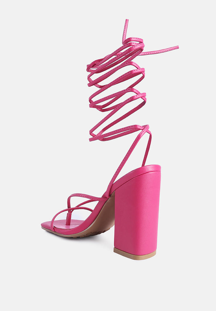 Pole Dance Lace Up Block Heel Sandals-2