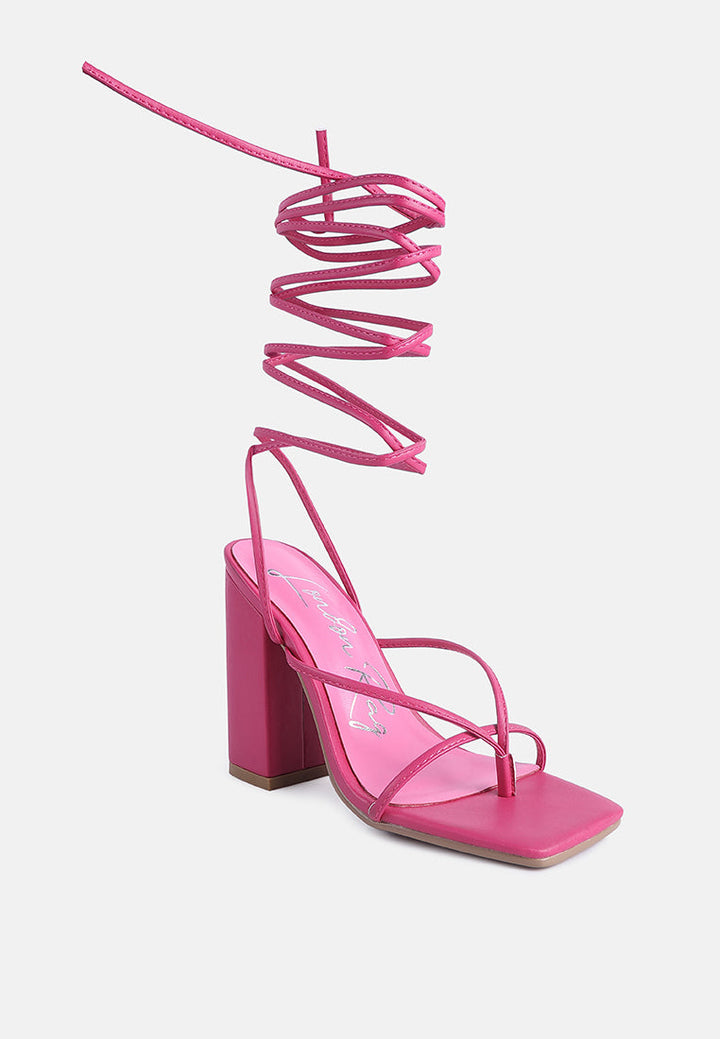 Pole Dance Lace Up Block Heel Sandals-1