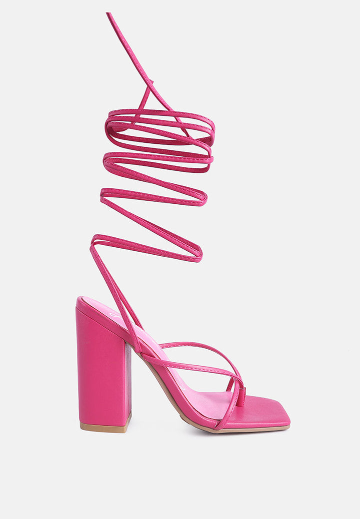 Pole Dance Lace Up Block Heel Sandals-0