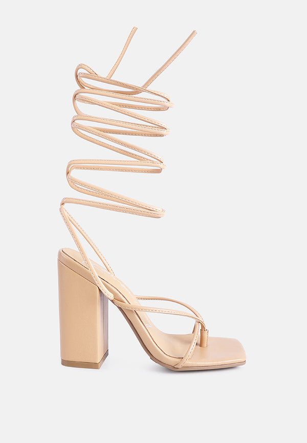 Pole Dance Lace Up Block Heel Sandals-5