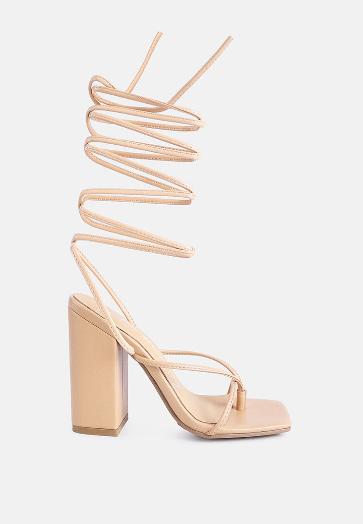 Pole Dance Lace Up Block Heel Sandals-5