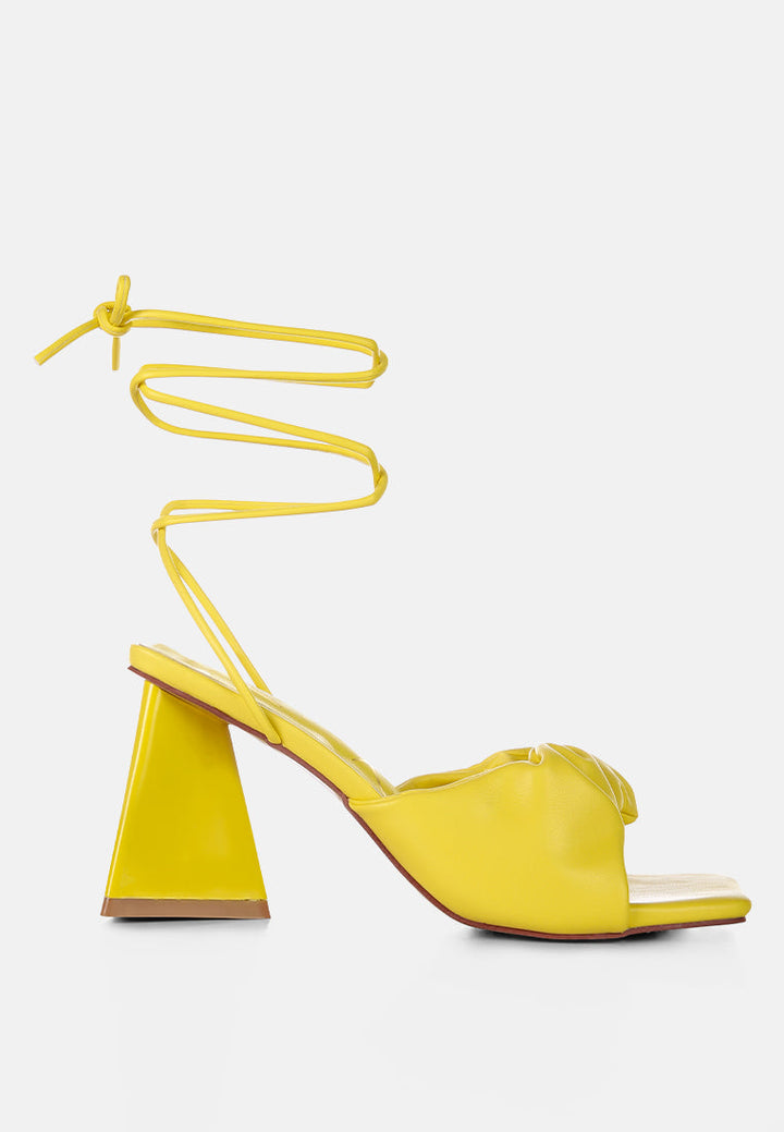 Primavera Ruched Triangular Heel Lace Up Sandal-0