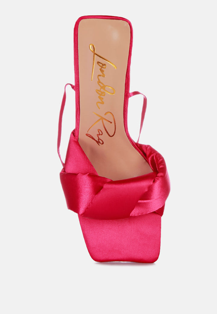 Pristine Satin Strap Triangular Block Heel Sandals-4