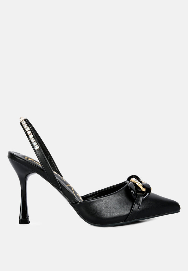 Pull Me Diamante Embellished Chain Sandals-7