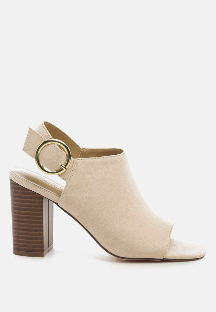 Roisin Stacked Block Heel Faux Suede Sandals-0