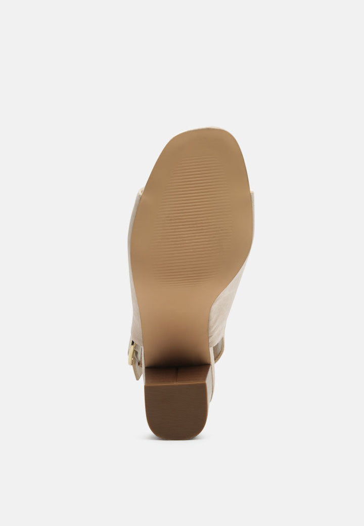 Roisin Stacked Block Heel Faux Suede Sandals-2