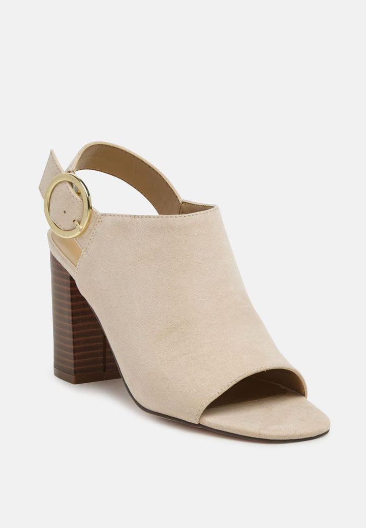 Roisin Stacked Block Heel Faux Suede Sandals-3