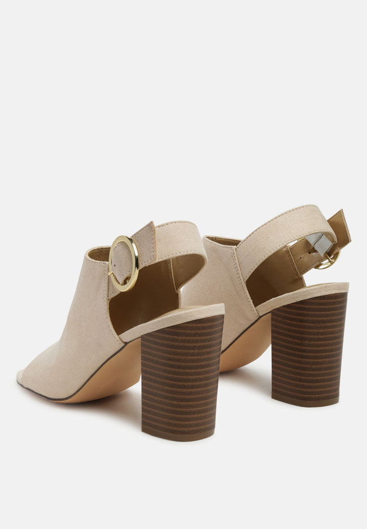 Roisin Stacked Block Heel Faux Suede Sandals-4