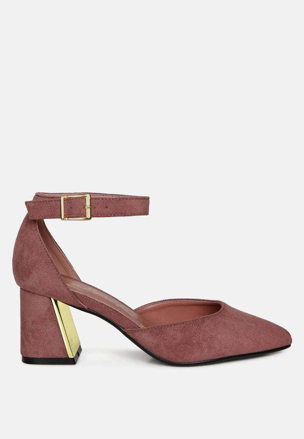 Rory Metallic Sling Detail Block Heel Sandals-5