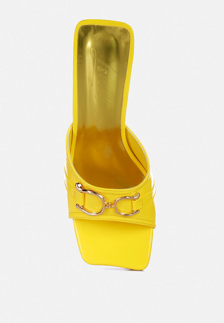 Salisbury Horsebit Buckle Triangular Block Heel Sandals-3