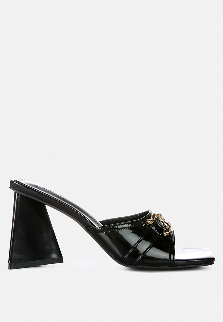 Salisbury Horsebit Buckle Triangular Block Heel Sandals-6