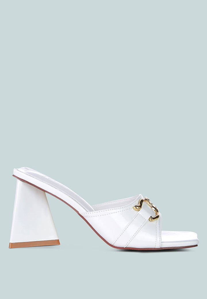 Salisbury Horsebit Buckle Triangular Block Heel Sandals-5