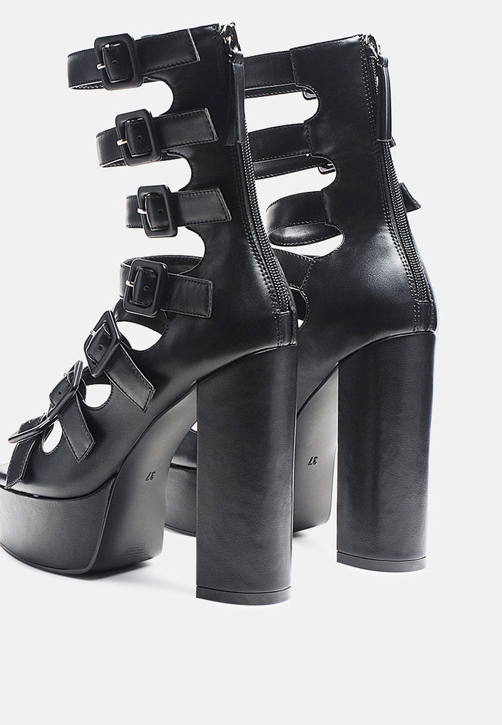 Sarouchi Caged Gladiator Platform Sandals-2