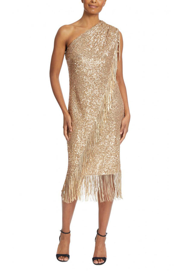 Badgley Mischka asymmetrical one shoulder sequin fringe cocktail dress-0