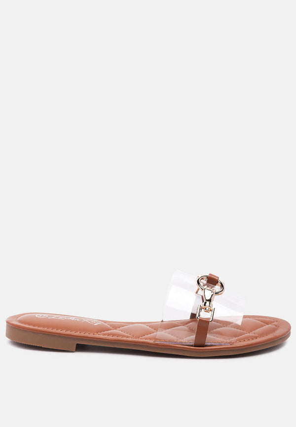 Scoth Clear Buckled Quilted Slides-5