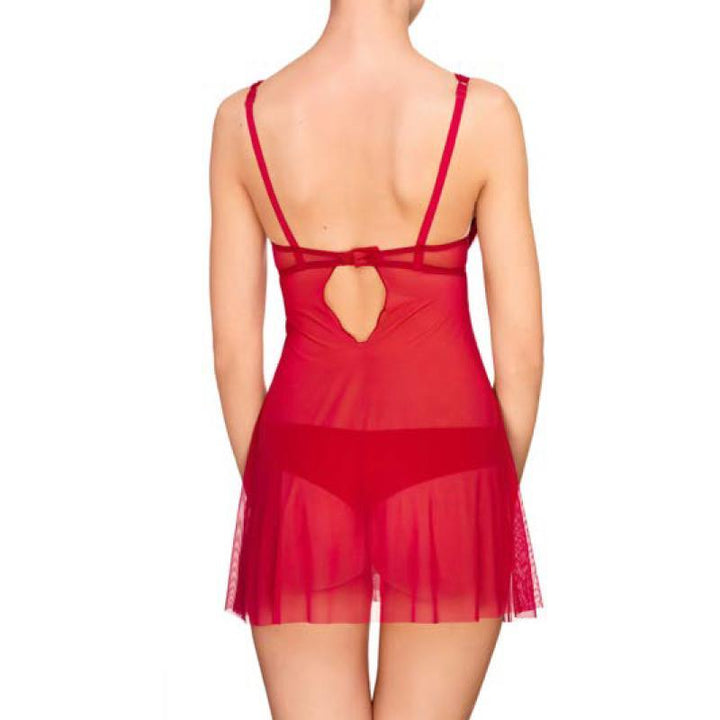 Sexy Sheer Plunge Babydoll Laumelle Red Kiss-2