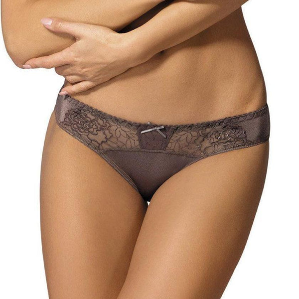 Sheer Low Rise Bikini Panty Gorteks Pamela Mocha-0