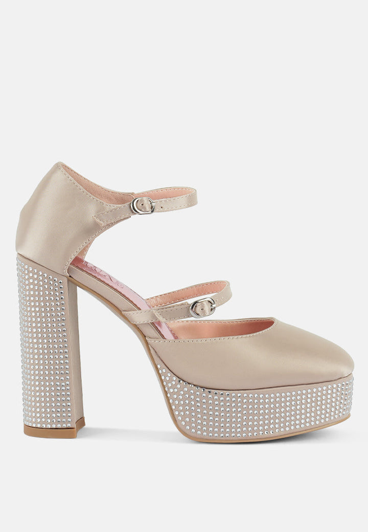 Shiver Rhinestones Embellished Platform Mary Jane Sandals-0