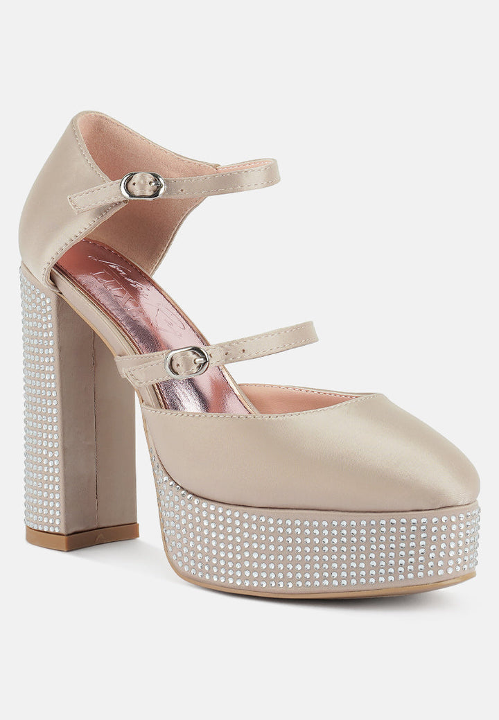 Shiver Rhinestones Embellished Platform Mary Jane Sandals-1