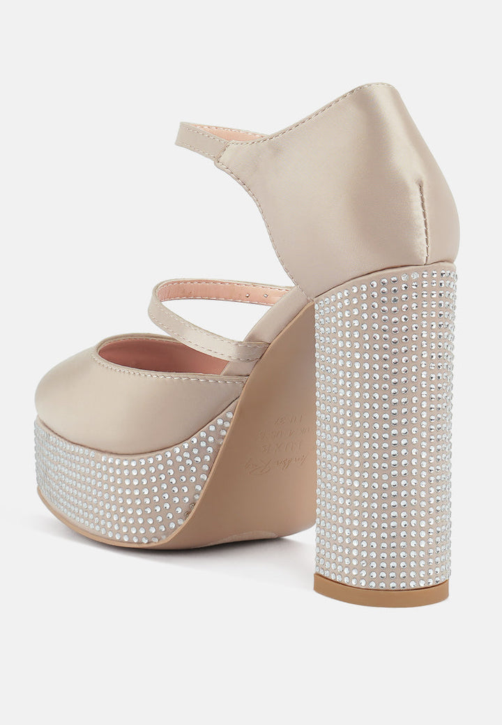 Shiver Rhinestones Embellished Platform Mary Jane Sandals-2