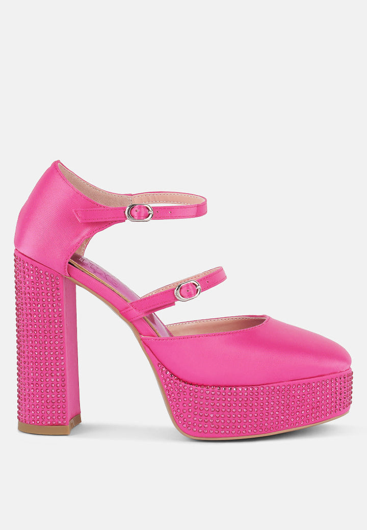 Shiver Rhinestones Embellished Platform Mary Jane Sandals-5