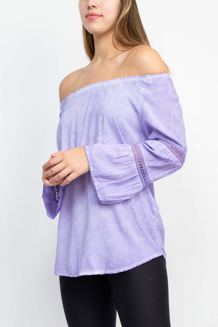 Floral + Ivy Off Shoulder Tiered Long Sleeve Rayon Peasant Top-3