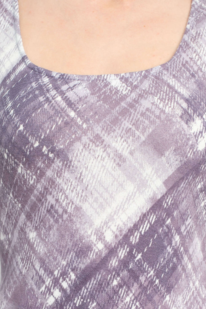 Connected Apparel Square Neck ¾ Sleeve Multi Print A-Line Knit Dress-3