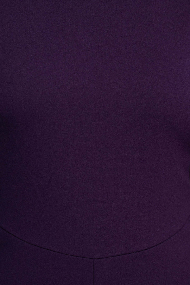 Connected Apparel Popover Neck Chiffon Long Sleeve Zipper Back Solid Jumpsuit-4