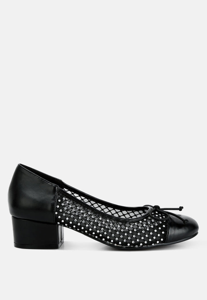 Tudum Rhinestone Detail Mesh Ballerinas-6