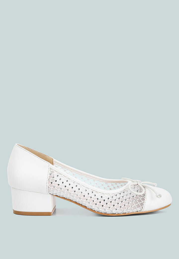 Tudum Rhinestone Detail Mesh Ballerinas-5