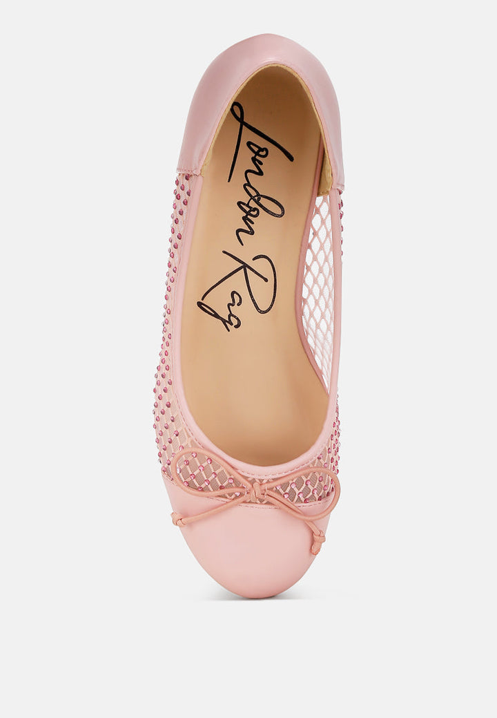Tudum Rhinestone Detail Mesh Ballerinas-3