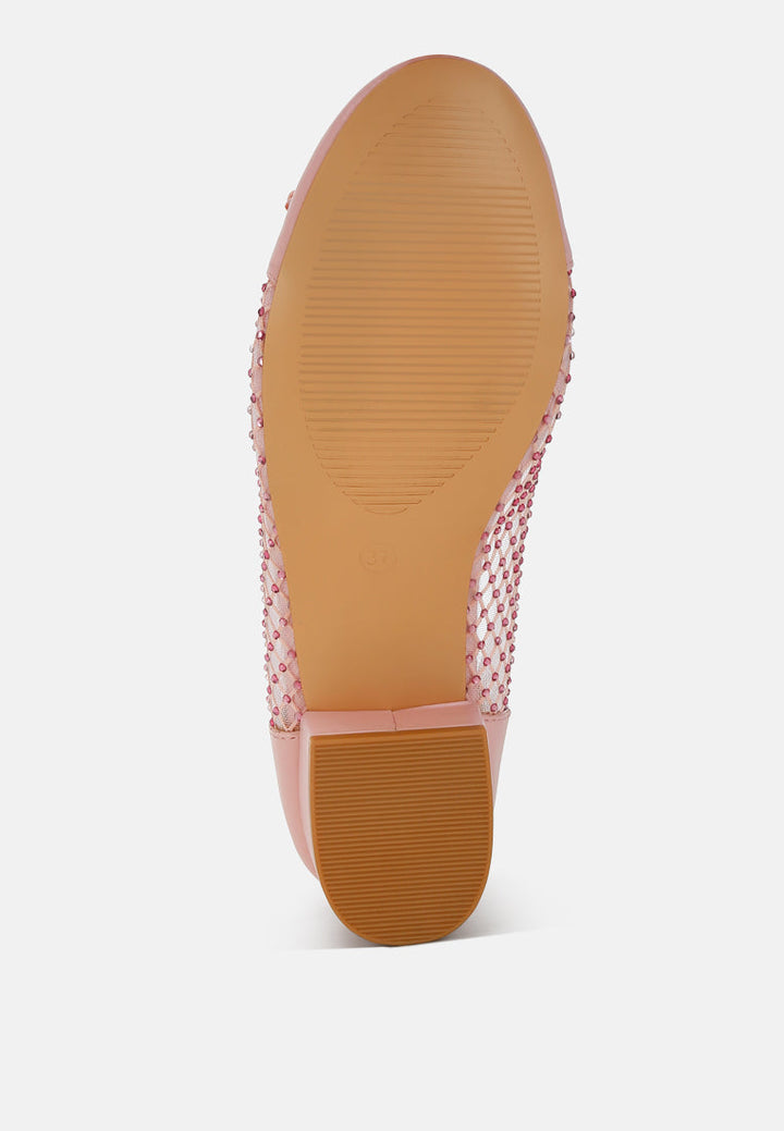 Tudum Rhinestone Detail Mesh Ballerinas-4