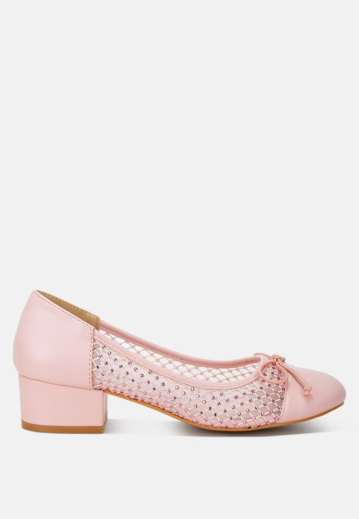 Tudum Rhinestone Detail Mesh Ballerinas-0