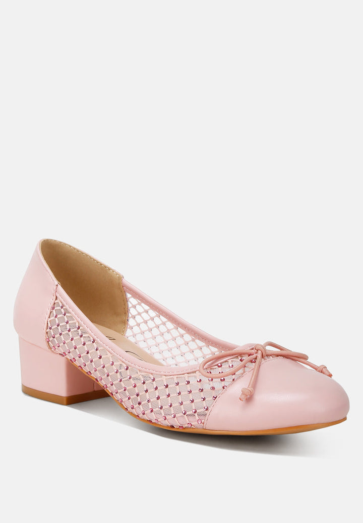 Tudum Rhinestone Detail Mesh Ballerinas-1