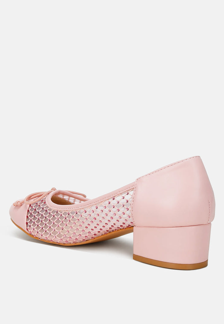 Tudum Rhinestone Detail Mesh Ballerinas-2